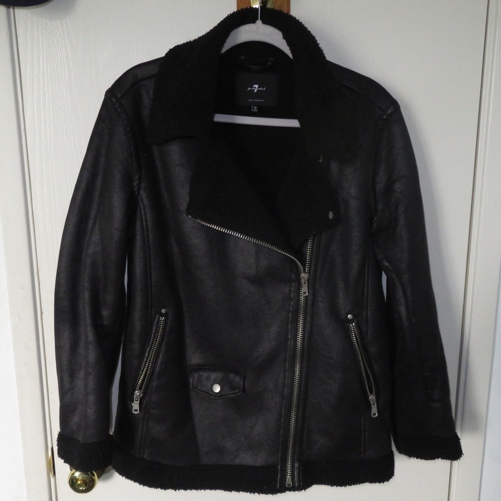 7 For all mankind moto Shepa jacket faux women size M